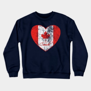 canada flag and heart vintage canada day Crewneck Sweatshirt